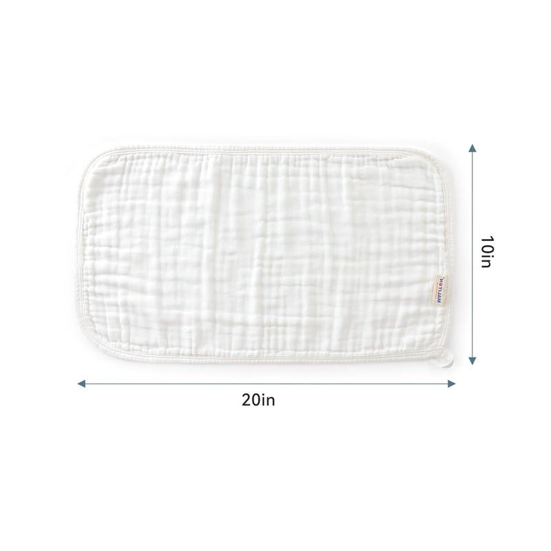 Maliton Muslin Burp Cloths for Baby 6 Pack Large 20''x10'' 100% Cotton Burp Cloths Absorbent and Soft 6 Layers Muslin Baby Stuff for Newborn Unisex(White, Pack of 6) - Image 5